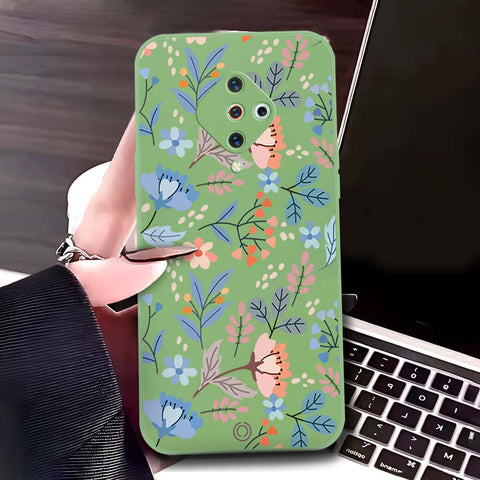 Vivo Y9s Cover - Light Green - D1 - ONation Floral Series - HQ Liquid Silicone Soft Case