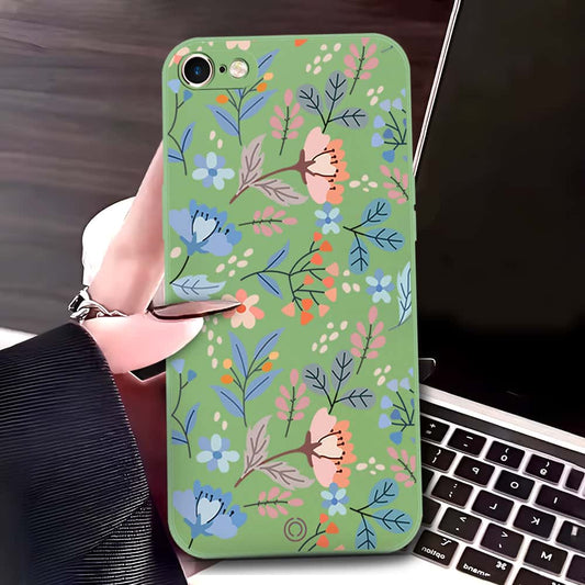 Oppo A32 Cover - Light Green - D1 - ONation Floral Series - HQ Liquid Silicone Soft Case