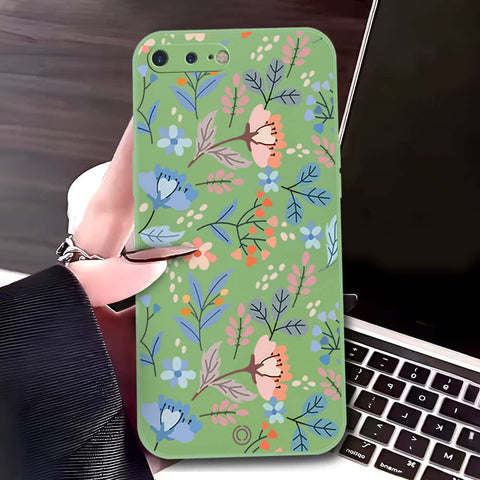 iPhone 8 Plus / 7 Plus Cover - Light Green - D1 - ONation Floral Series - HQ Liquid Silicone Soft Case