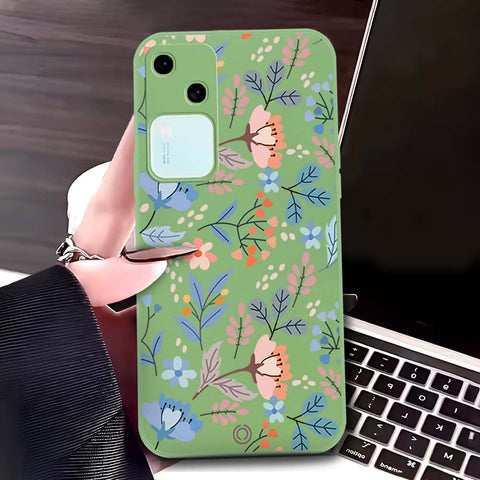 Infinix Note 30 Cover - Light Green - D1 - ONation Floral Series - HQ Liquid Silicone Soft Case