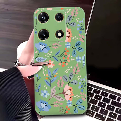 Oppo A58 4G Cover - Light Green - D1 - ONation Floral Series - HQ Liquid Silicone Soft Case