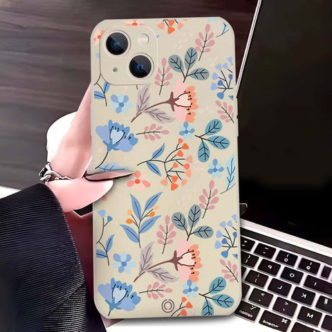 iPhone 13 Mini Cover - Off White - D1 - ONation Floral Series - HQ Liquid Silicone Soft Case