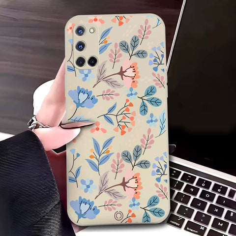 Oppo A52 Cover - Off White - D1 - ONation Floral Series - HQ Liquid Silicone Soft Case