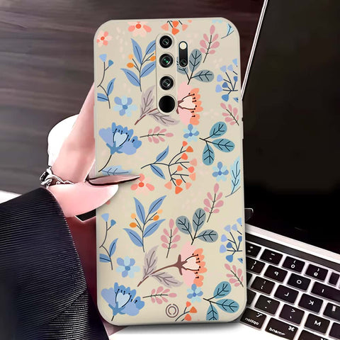Xiaomi Redmi Note 8 Pro Cover - Off White - D1 - ONation Floral Series - HQ Liquid Silicone Soft Case