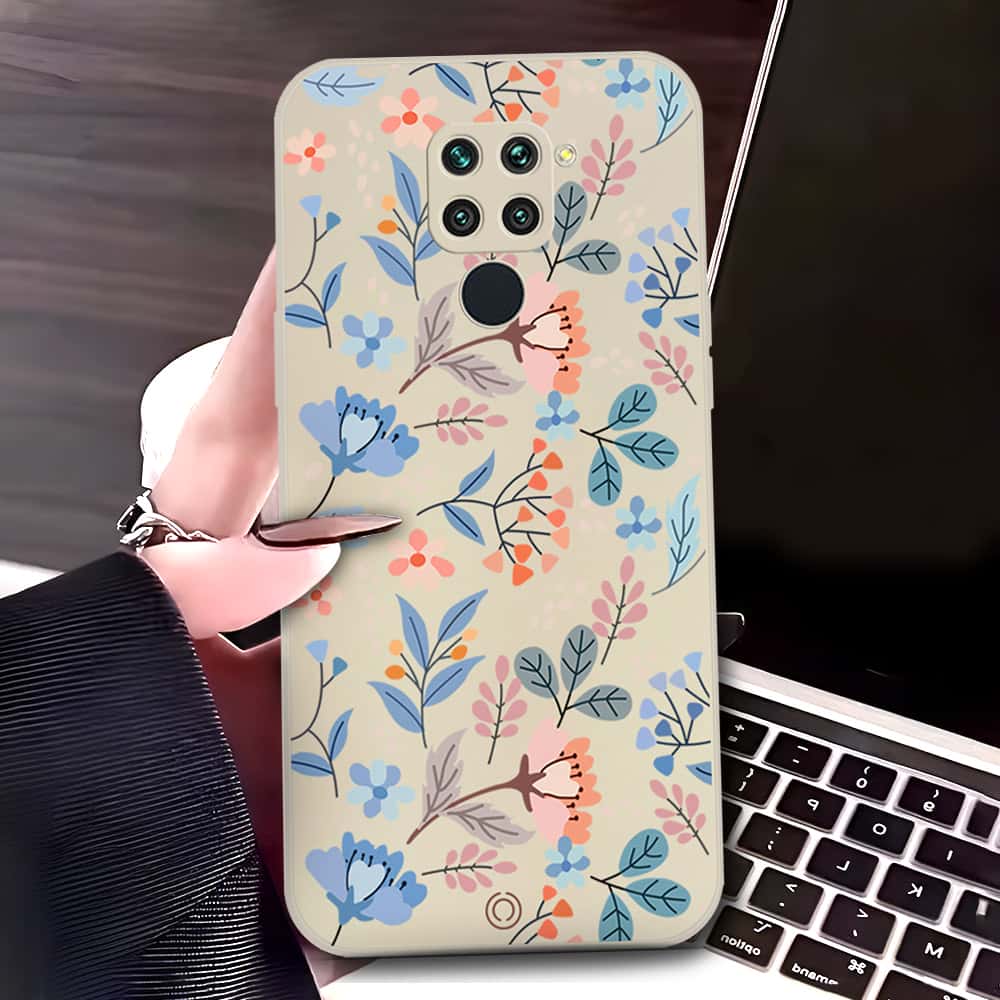 Xiaomi Redmi 10X 4G Cover - Off White - D1 - ONation Floral Series - HQ Liquid Silicone Soft Case