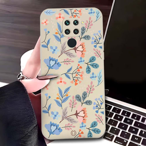 Xiaomi Redmi 10X 4G Cover - Off White - D1 - ONation Floral Series - HQ Liquid Silicone Soft Case