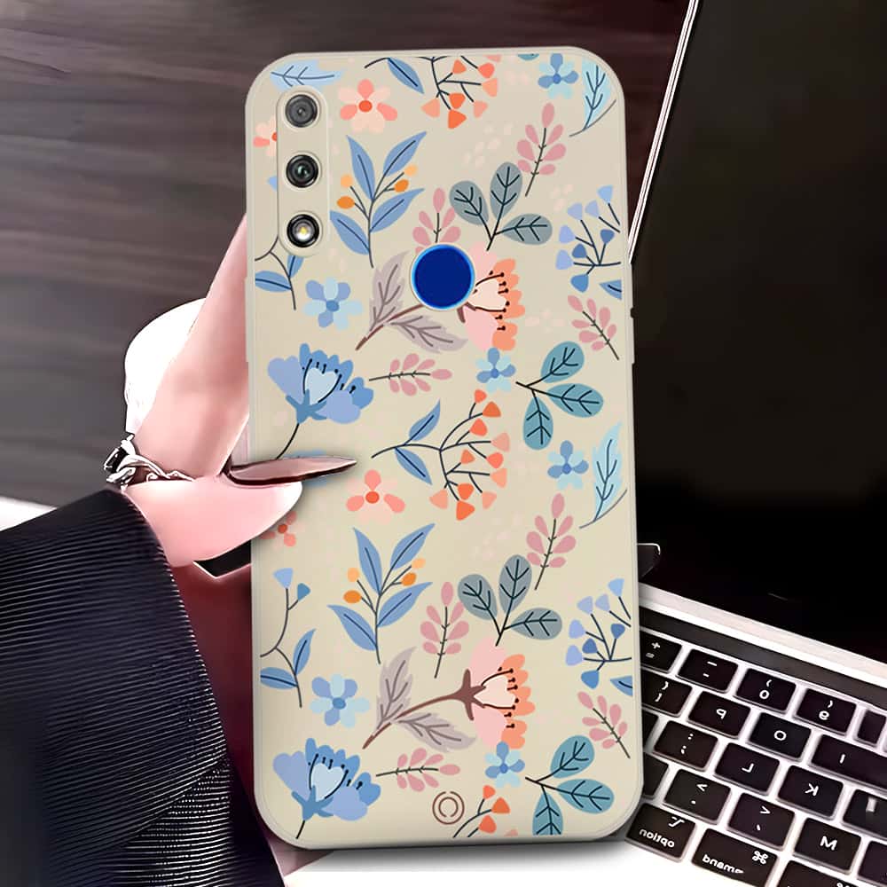 Honor 9X Cover - Off White - D1 - ONation Floral Series - HQ Liquid Silicone Soft Case