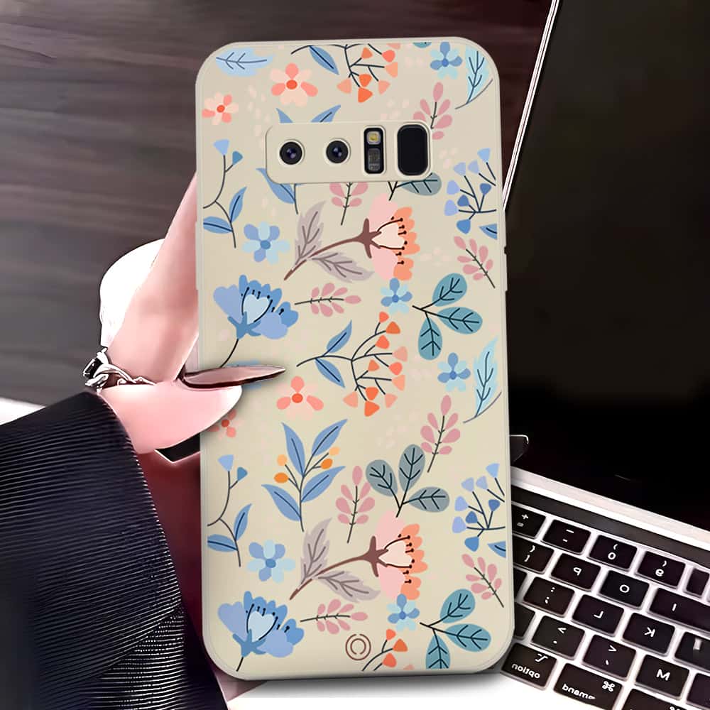Samsung Galaxy Note 8 Cover - Off White - D1 - ONation Floral Series - HQ Liquid Silicone Soft Case