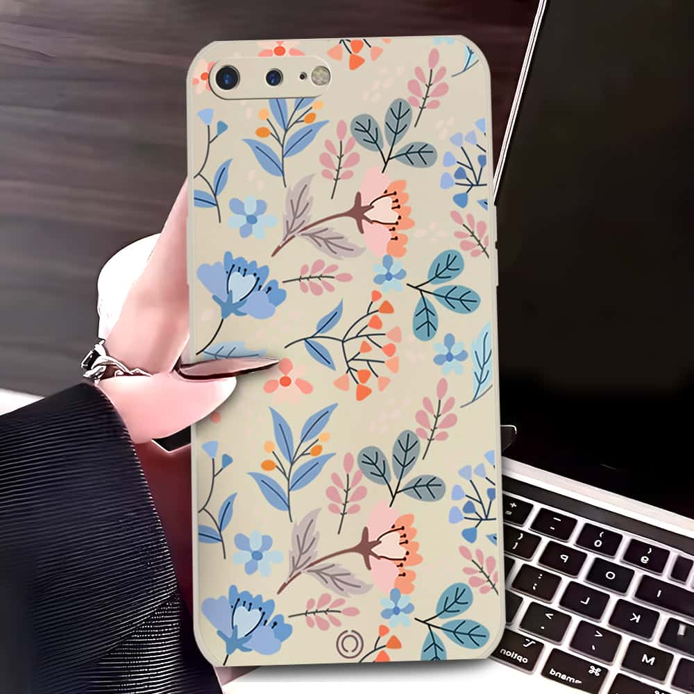 iPhone 8 Plus / 7 Plus Cover - Off White - D1 - ONation Floral Series - HQ Liquid Silicone Soft Case