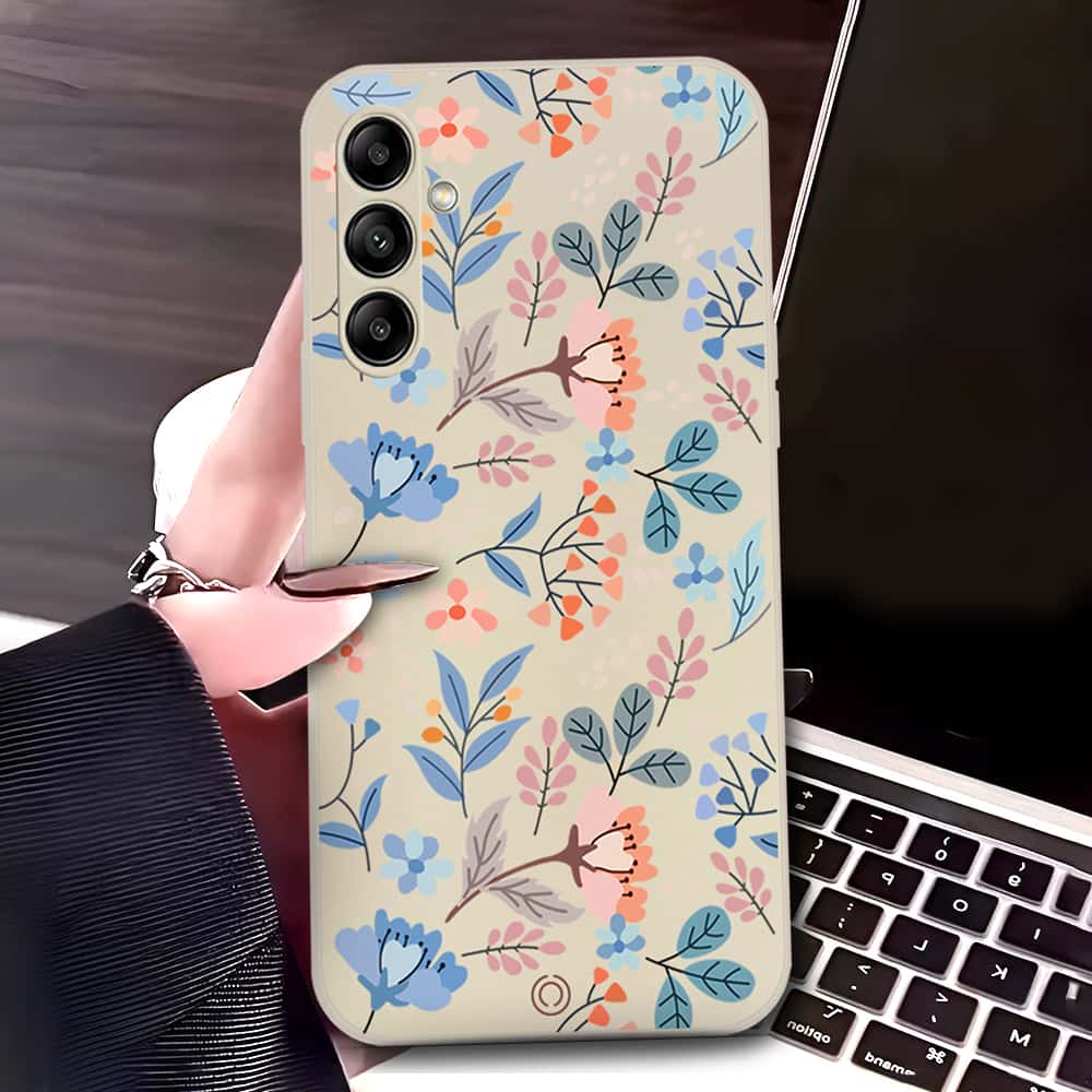 Samsung Galaxy A54 5G Cover - Off White - D1 - ONation Floral Series - HQ Liquid Silicone Soft Case