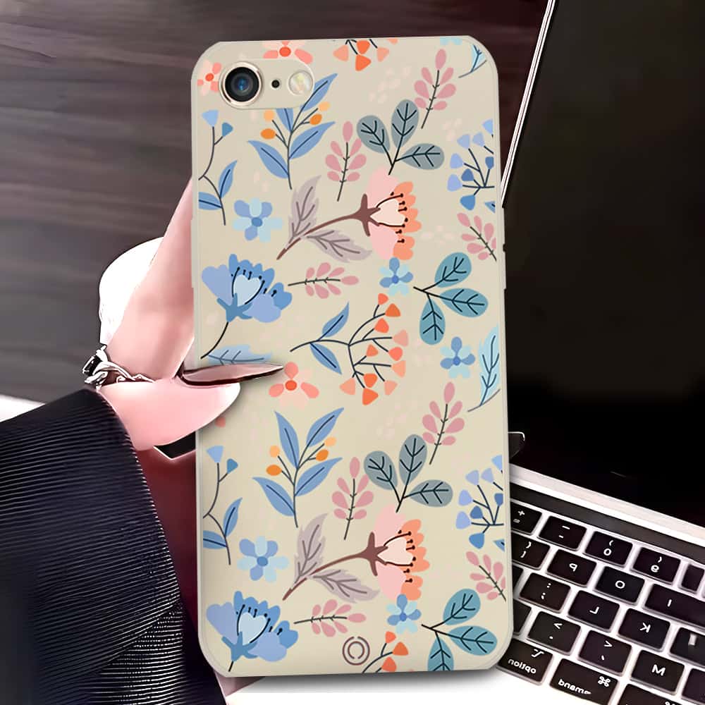 iPhone SE 2020 Cover - Off White - D1 - ONation Floral Series - HQ Liquid Silicone Soft Case