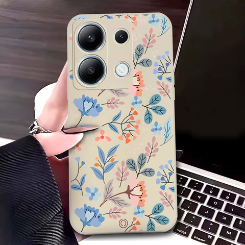 Xiaomi Redmi Note 13 Pro 4G Cover - Off White - D1 - ONation Floral Series - HQ Liquid Silicone Soft Case