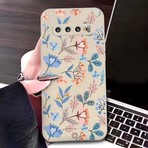Samsung Galaxy S10 Cover - Off White - D1 - ONation Floral Series - HQ Liquid Silicone Soft Case