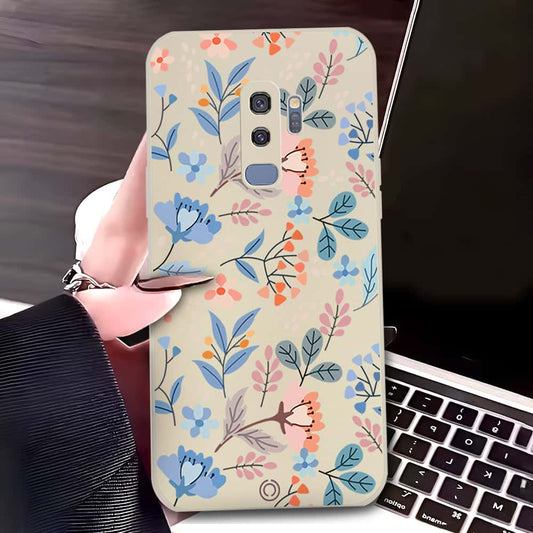 Samsung Galaxy S9 Plus Cover - Off White - D1 - ONation Floral Series - HQ Liquid Silicone Soft Case