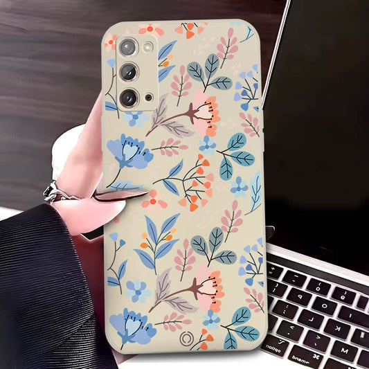 Samsung Galaxy Note 20 Cover - Off White - D1 - ONation Floral Series - HQ Liquid Silicone Soft Case