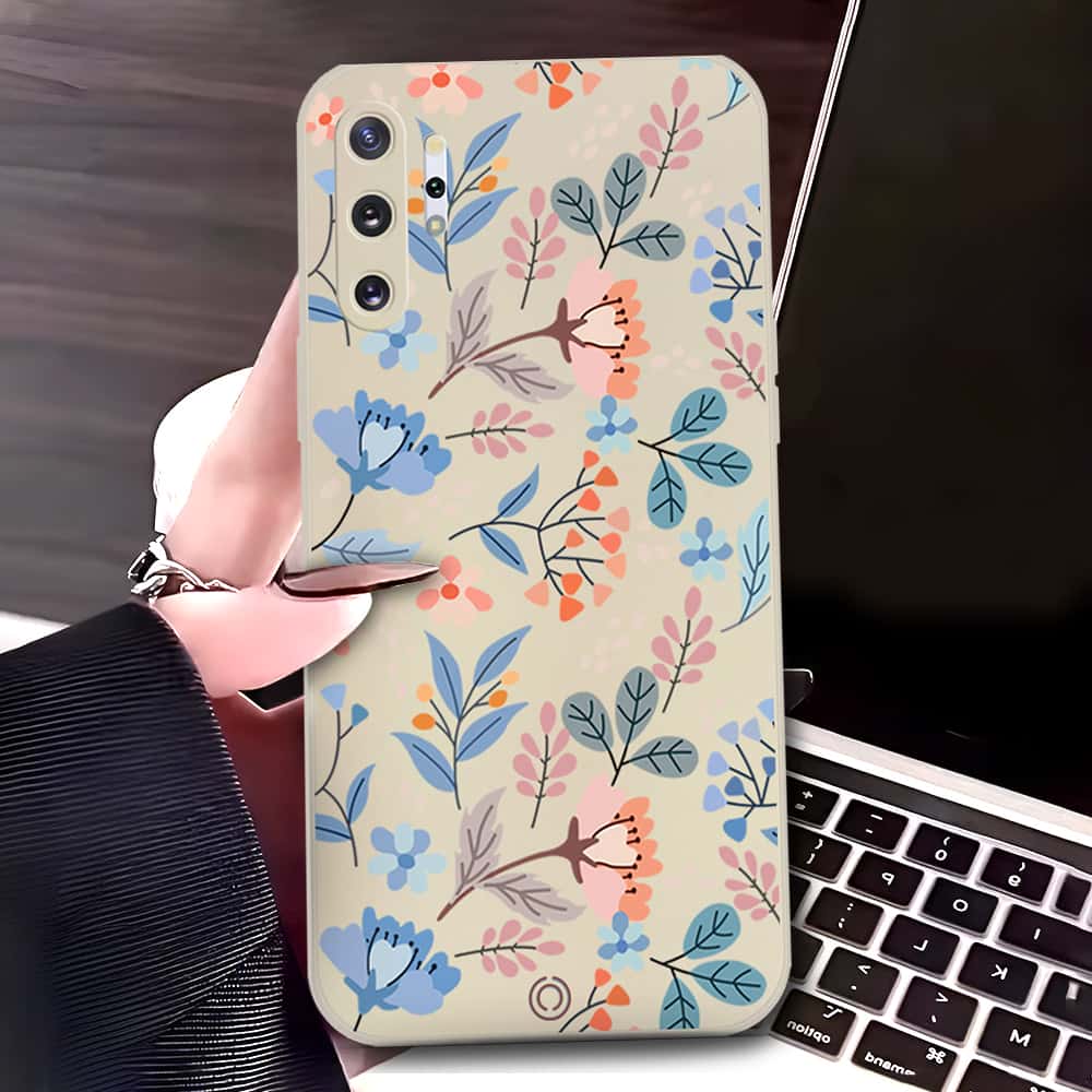 Samsung Galaxy Note 10 Plus Cover - Off White - D1 - ONation Floral Series - HQ Liquid Silicone Soft Case