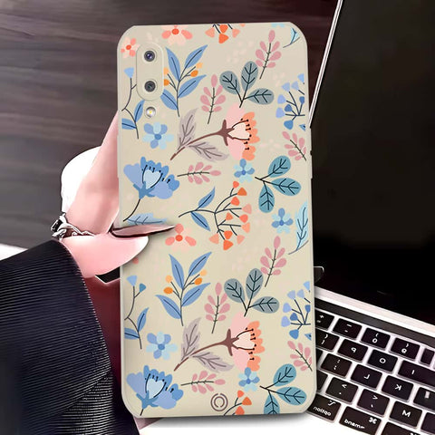 Samsung Galaxy M02 Cover - Off White - D1 - ONation Floral Series - HQ Liquid Silicone Soft Case