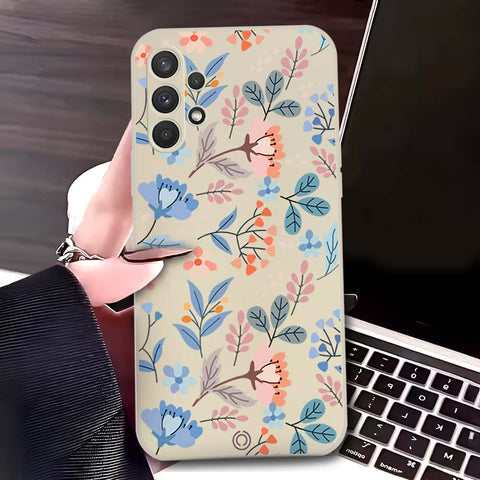 Samsung Galaxy A32 Cover - Off White - D1 - ONation Floral Series - HQ Liquid Silicone Soft Case
