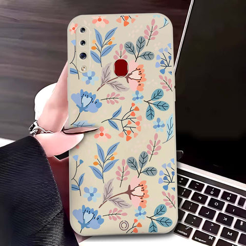 Samsung Galaxy A20s Cover - Off White - D1 - ONation Floral Series - HQ Liquid Silicone Soft Case