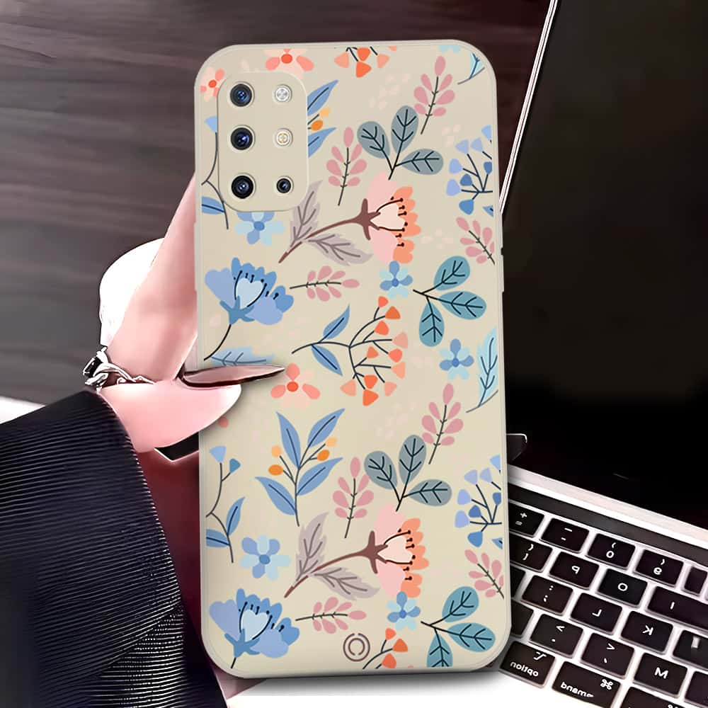 OnePlus 8T Cover - Off White - D1 - ONation Floral Series - HQ Liquid Silicone Soft Case