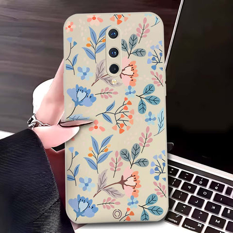 OnePlus 8 Cover - Off White - D1 - ONation Floral Series - HQ Liquid Silicone Soft Case