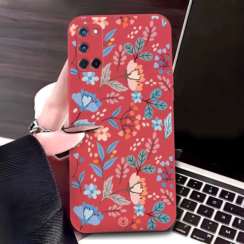 Oppo A72 Cover - Red - D1 - ONation Floral Series - HQ Liquid Silicone Soft Case