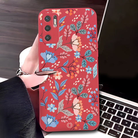 Xiaomi Redmi Note 10 5G Cover - Red - D1 - ONation Floral Series - HQ Liquid Silicone Soft Case
