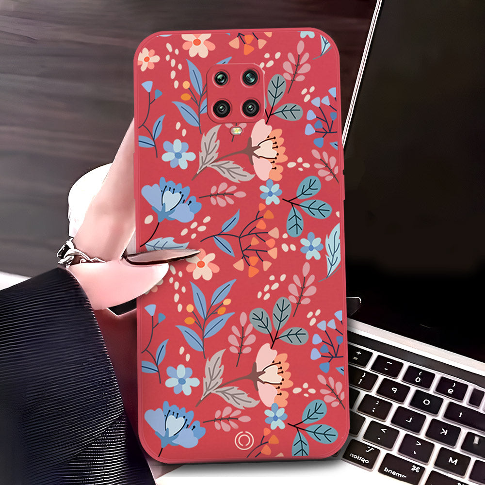 Xiaomi Redmi Note 9 Pro Cover - Red - D1 - ONation Floral Series - HQ Liquid Silicone Soft Case