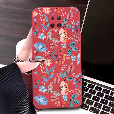 Xiaomi Redmi Note 9S Cover - Red - D1 - ONation Floral Series - HQ Liquid Silicone Soft Case