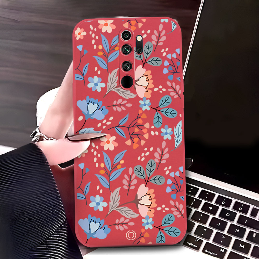 Xiaomi Redmi Note 8 Pro Cover - Red - D1 - ONation Floral Series - HQ Liquid Silicone Soft Case