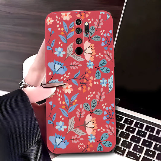 Xiaomi Redmi Note 8 Pro Cover - Red - D1 - ONation Floral Series - HQ Liquid Silicone Soft Case