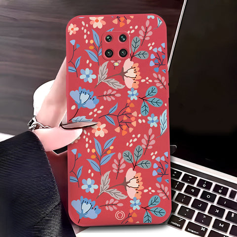 Xiaomi Poco M2 Pro Cover - Red - D1 - ONation Floral Series - HQ Liquid Silicone Soft Case