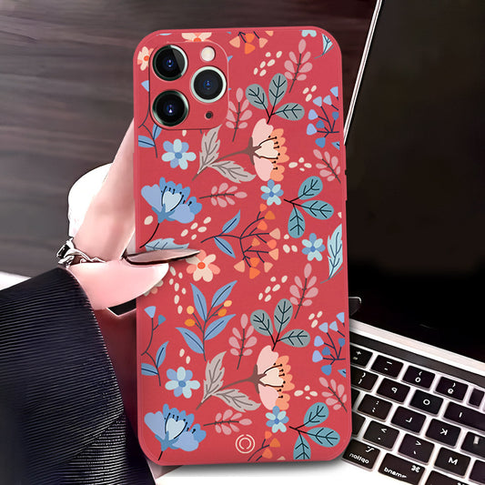 iPhone 11 Pro Max Cover - Red - D1 - ONation Floral Series - HQ Liquid Silicone Soft Case