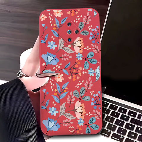 Vivo Y51 (2020 September) Cover - Red - D1 - ONation Floral Series - HQ Liquid Silicone Soft Case