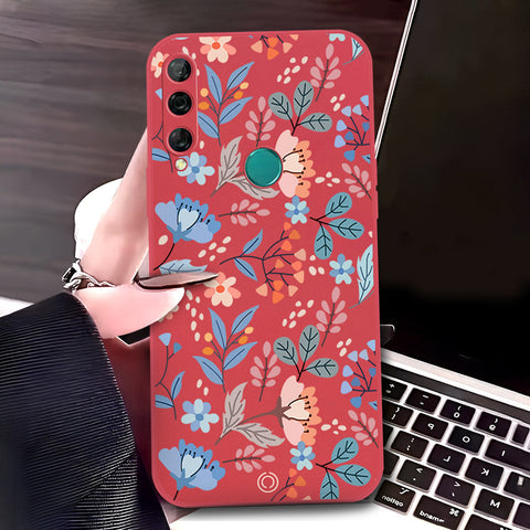 Huawei Y9 Prime 2019 Cover - Red - D1 - ONation Floral Series - HQ Liquid Silicone Soft Case