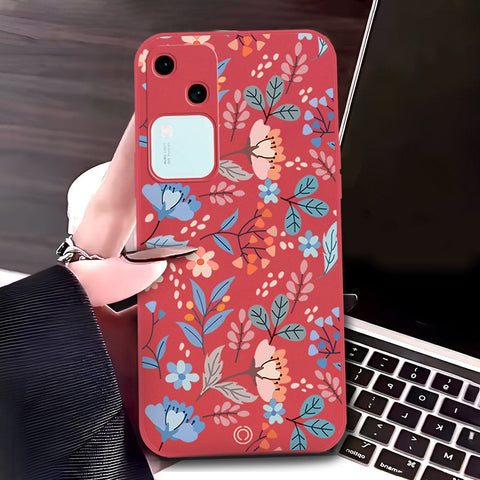 Xiaomi Redmi Note 12 Pro 4G Cover - Red - D1 - ONation Floral Series - HQ Liquid Silicone Soft Case