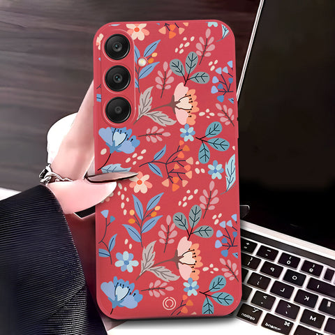 Samsung Galaxy S24 Plus Cover - Red - D1 - ONation Floral Series - HQ Liquid Silicone Soft Case