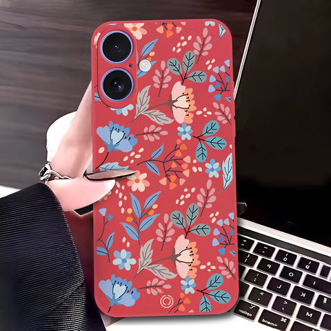 iPhone 17 Cover - Red - D1 - ONation Floral Series - HQ Liquid Silicone Soft Case