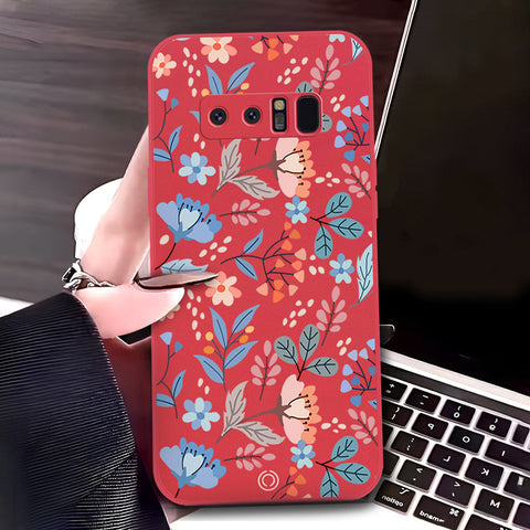 Samsung Galaxy Note 8 Cover - Red - D1 - ONation Floral Series - HQ Liquid Silicone Soft Case