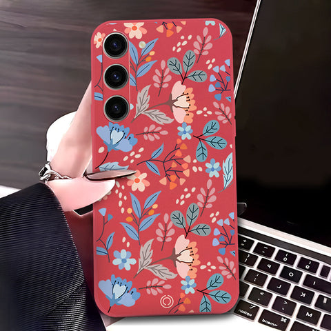 Samsung Galaxy S23 Plus 5G Cover - Red - D1 - ONation Floral Series - HQ Liquid Silicone Soft Case