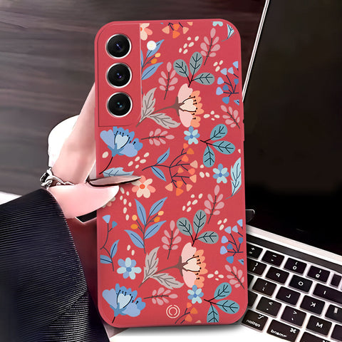 Samsung Galaxy S22 Plus 5G Cover - Red - D1 - ONation Floral Series - HQ Liquid Silicone Soft Case