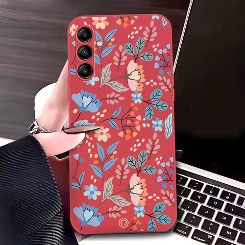 Samsung Galaxy A24 4G Cover - Red - D1 - ONation Floral Series - HQ Liquid Silicone Soft Case