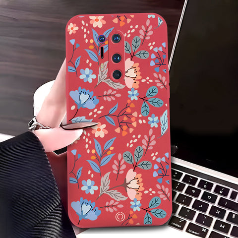 OnePlus 8 Pro Cover - Red - D1 - ONation Floral Series - HQ Liquid Silicone Soft Case