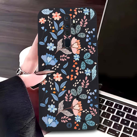 Oppo A9 2020 Cover - Black - D1 - ONation Floral Series - HQ Liquid Silicone Soft Case