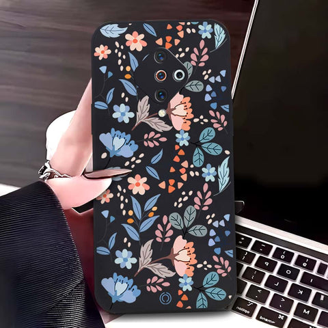 Vivo Y9s Cover - Black - D1 - ONation Floral Series - HQ Liquid Silicone Soft Case