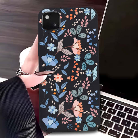 Google Pixel 4 XL Cover - Black - D1 - ONation Floral Series - HQ Liquid Silicone Soft Case