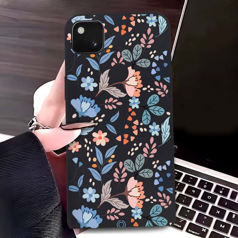 Google Pixel 4 Cover - Black - D1 - ONation Floral Series - HQ Liquid Silicone Soft Case
