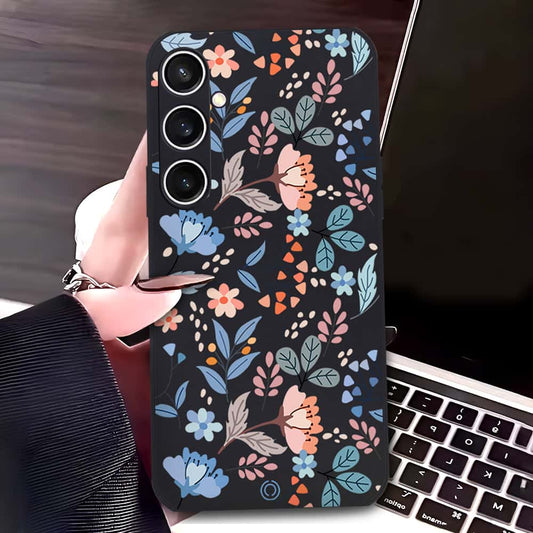 Samsung Galaxy S23 FE Cover - Black - D1 - ONation Floral Series - HQ Liquid Silicone Soft Case