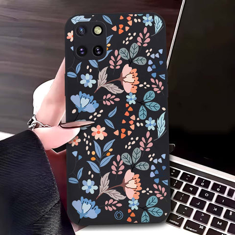 Samsung Galaxy M60S Cover - Black - D1 - ONation Floral Series - HQ Liquid Silicone Soft Case