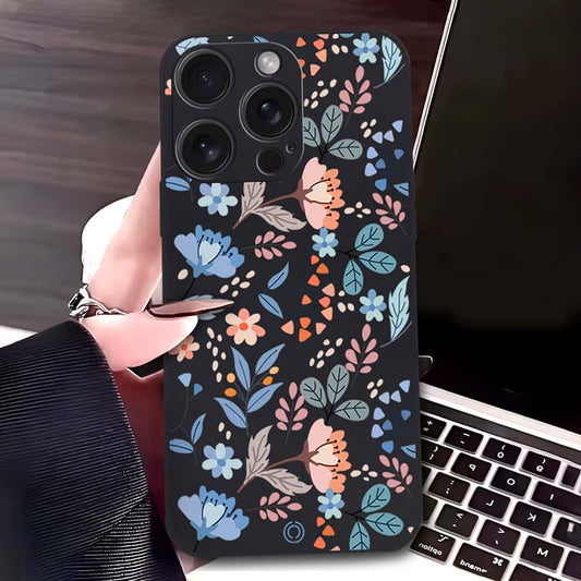 iPhone 16 Pro Max Cover - Black - D1 - ONation Floral Series - HQ Liquid Silicone Soft Case